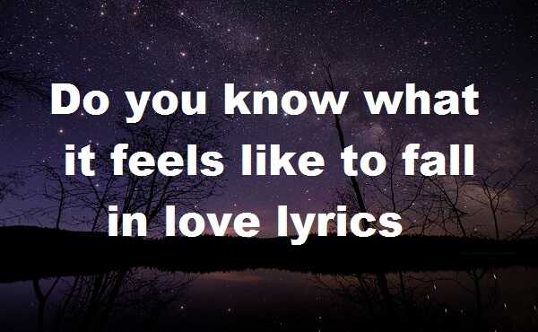 Do you know what it feels like to fall in love lyrics