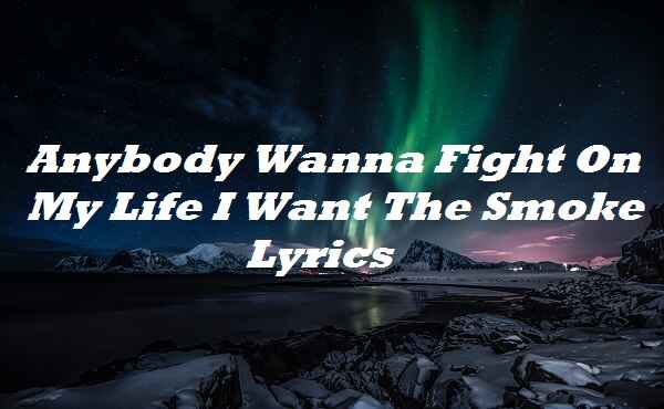 Anybody Wanna Fight On My Life I Want The Smoke Lyrics