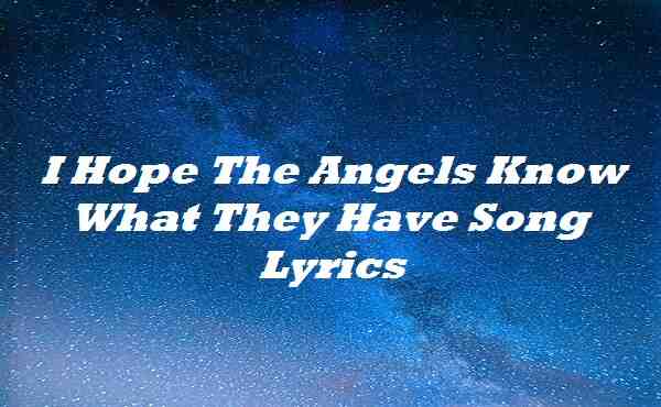 I Hope The Angels Know What They Have Song Lyrics
