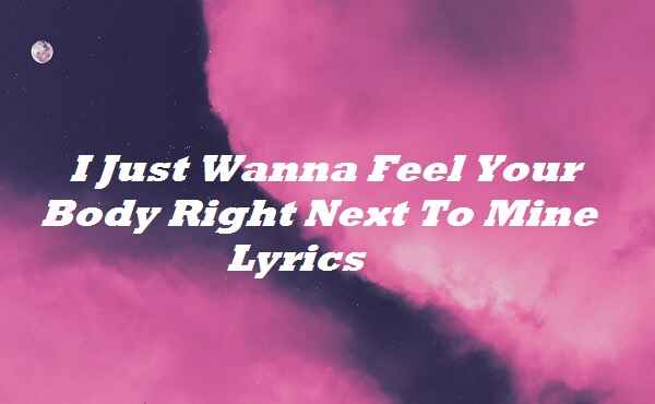 I Just Wanna Feel Your Body Right Next To Mine Lyrics