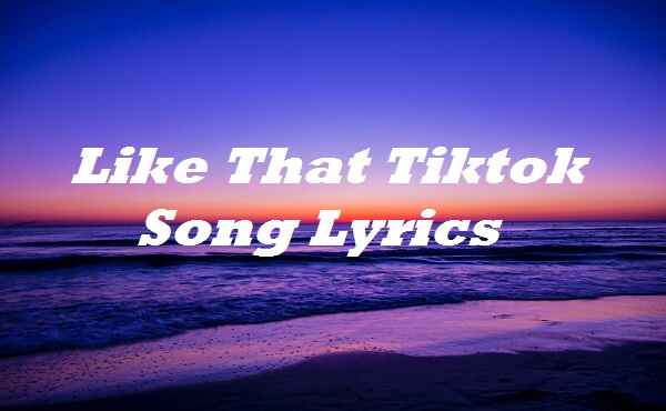 Like That Tiktok Song Lyrics