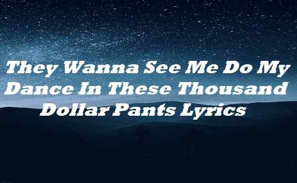 They Wanna See Me Do My Dance In These Thousand Dollar Pants Lyrics