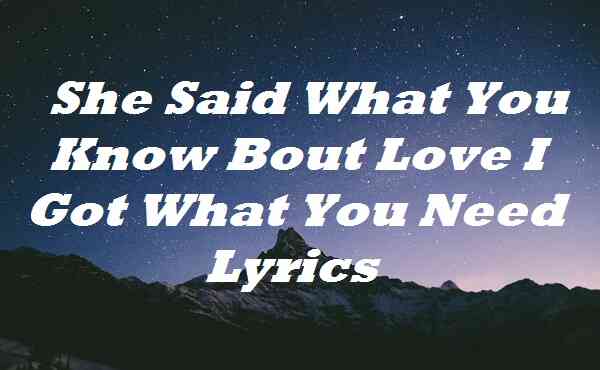 She Said What You Know Bout Love I Got What You Need Lyrics