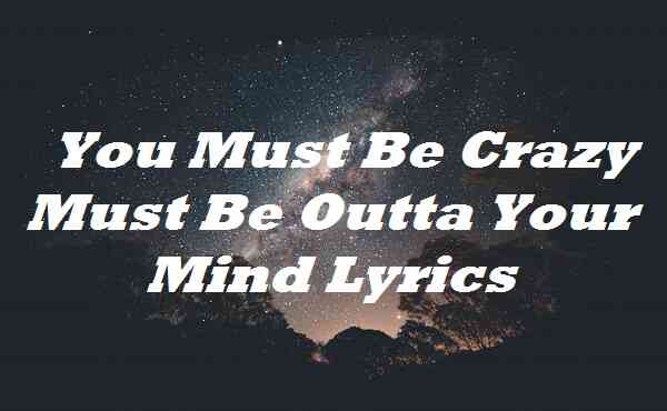 You Must Be Crazy Must Be Outta Your Mind Lyrics