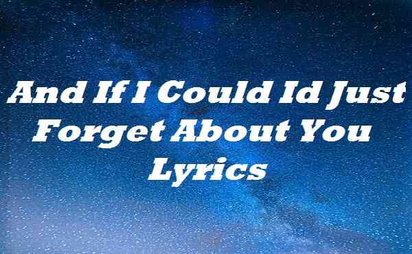 And If I Could Id Just Forget About You Lyrics