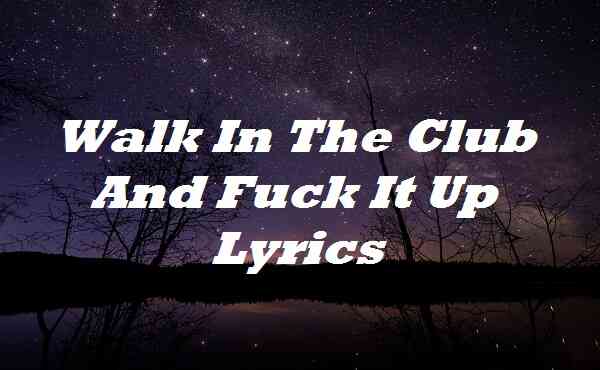 Walk In The Club And Fuck It Up Lyrics