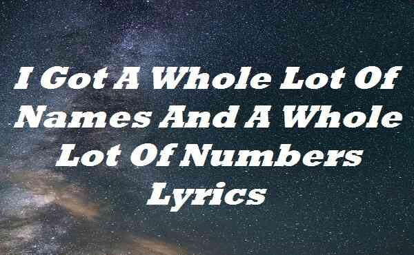 I Got A Whole Lot Of Names And A Whole Lot Of Numbers Lyrics