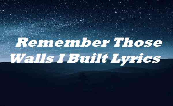Remember Those Walls I Built Lyrics
