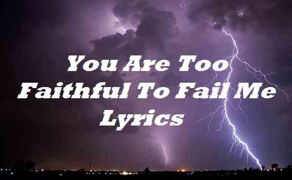 You Are Too Faithful To Fail Me Lyrics