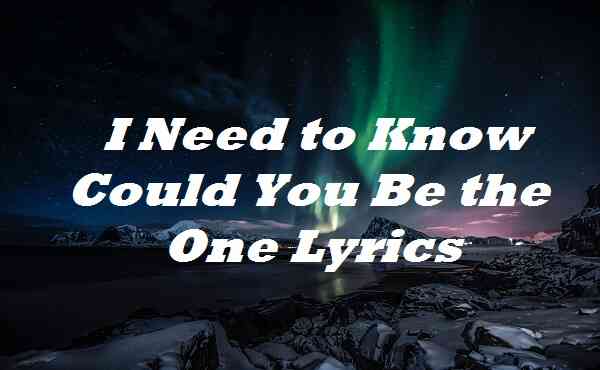 I Need to Know Could You Be the One Lyrics