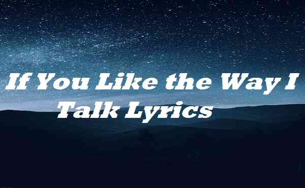 If You Like the Way I Talk Lyrics