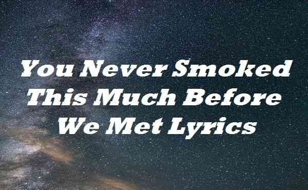 You Never Smoked This Much Before We Met Lyrics