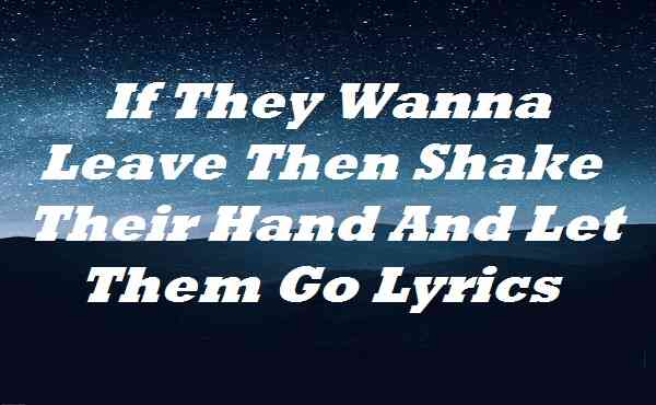 If They Wanna Leave Then Shake Their Hand And Let Them Go Lyrics