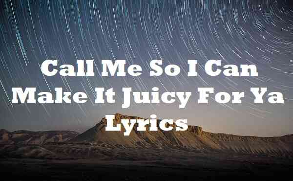 Call Me So I Can Make It Juicy For Ya Lyrics