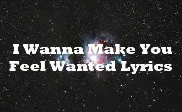 I Wanna Make You Feel Wanted Lyrics