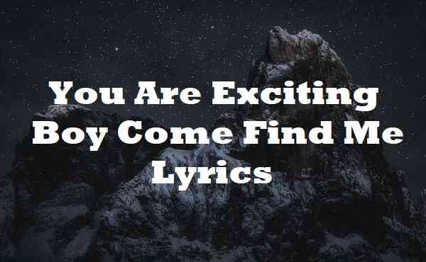 You Are Exciting Boy Come Find Me Lyrics